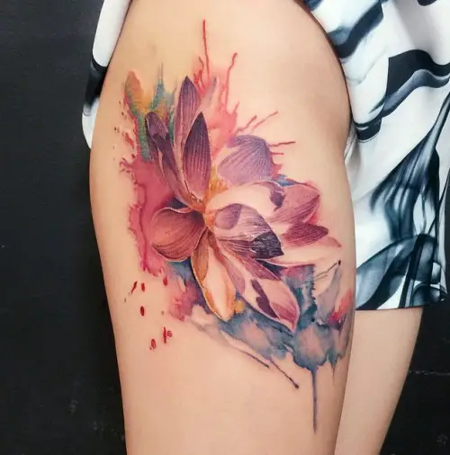 watercolor lotus flower tattoo