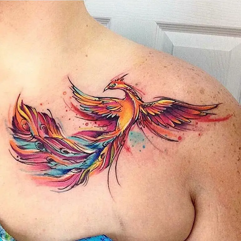 watercolor-phoenix-tattoo-placement-on-shoulder