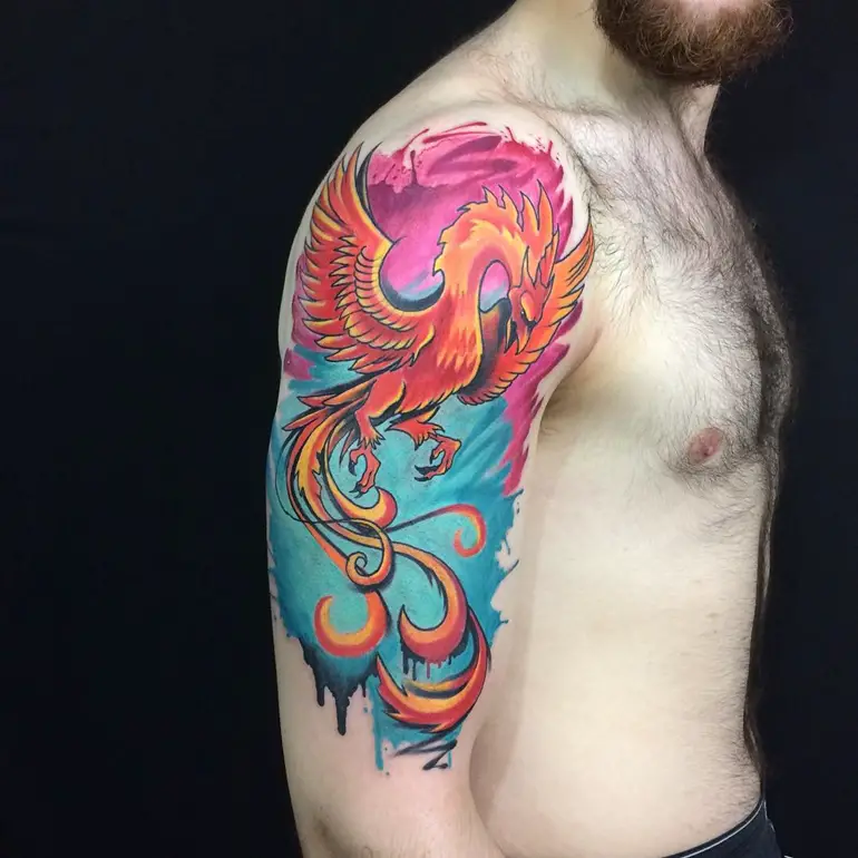 watercolour-phoenix-tattoo-outer-arm