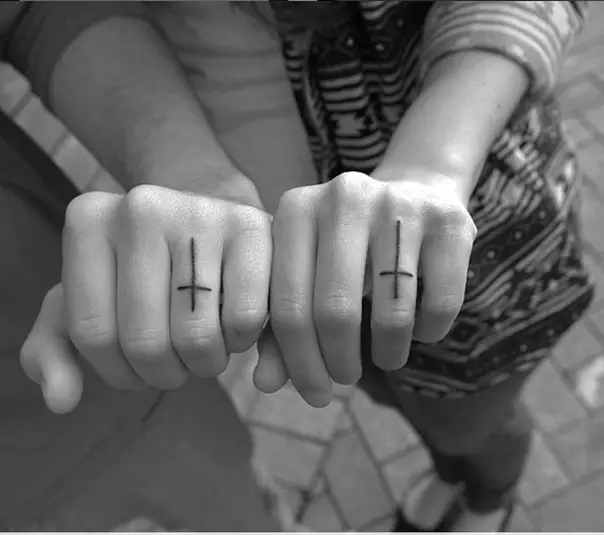 wedding band matching cross tattoos