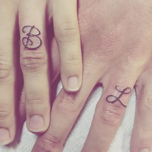 wedding band tattoo initials