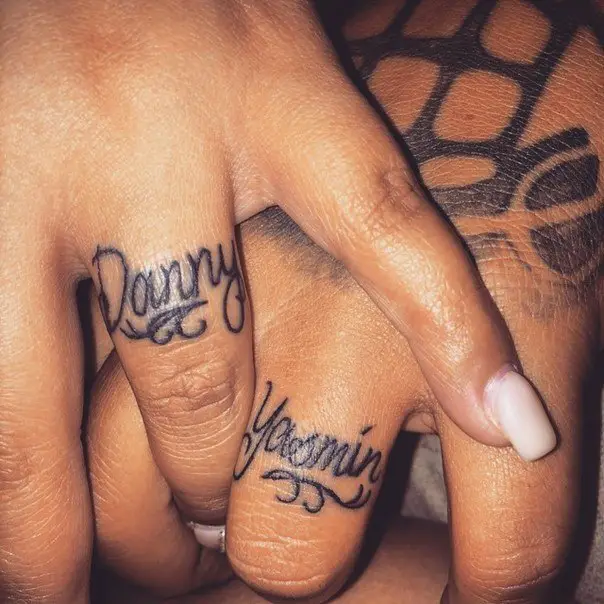 wedding ring finger name tattoos