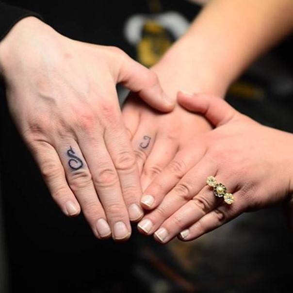 wedding ring initial tattoos