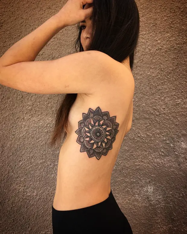 Mandala side tattoos for girls