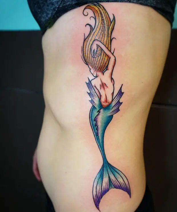 Mermaid side tattoos for girls