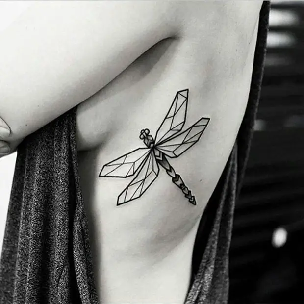 dragonfly side tattoos for girls