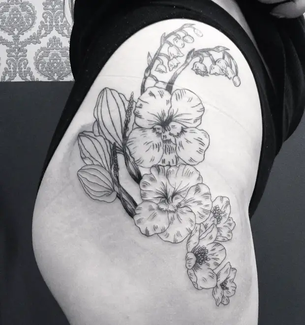 floral side hip tattoos for girls