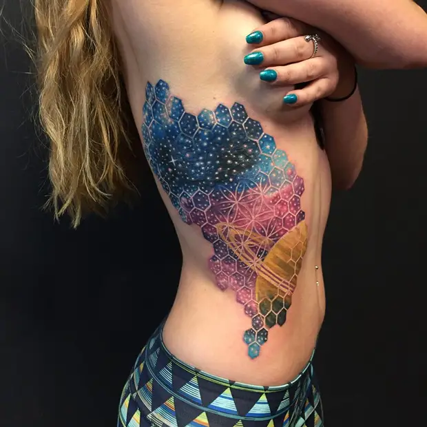 space piece side tattoos for girls