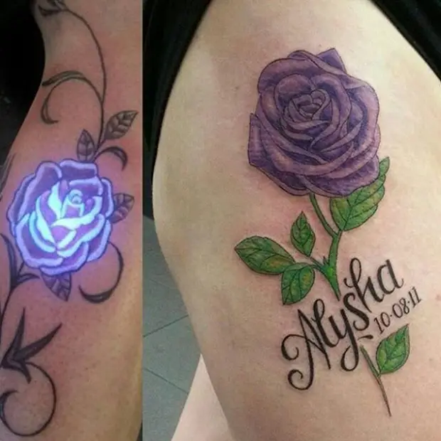 Rose Flower UV Ink Tattoo Designs