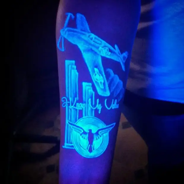 UV Blacklight Air Plane Tattoos