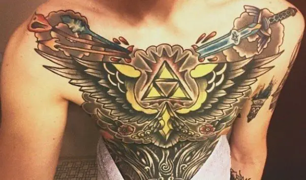 gaming tattoo on chest