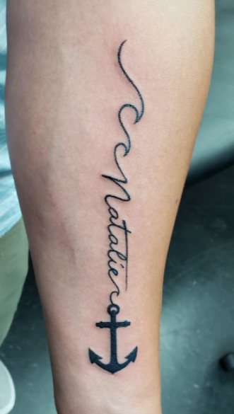 anchor tattoo with name