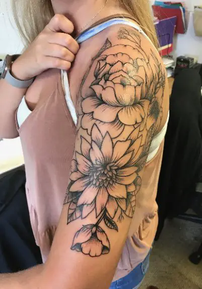 half floral sleeve by jodee yates from destiny tattoo studio in sayreville  nj 3  rtattoos