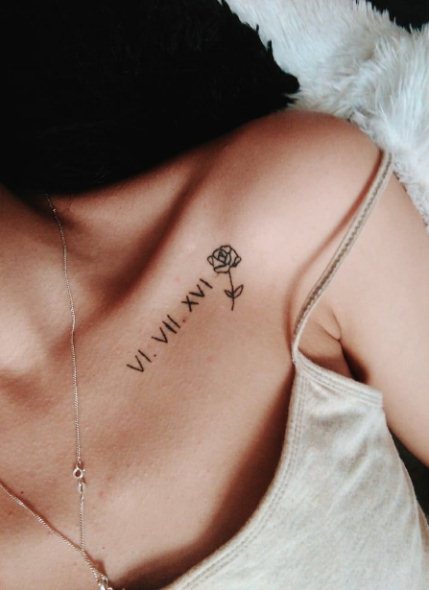 Collar bone tattoos Roman numerals