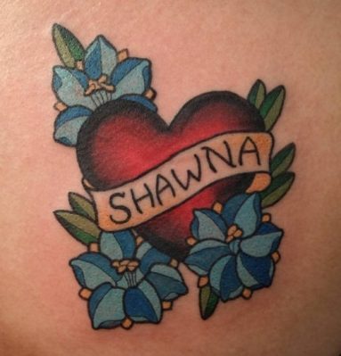 Heart tattoos with names inside