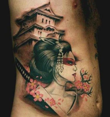 japanese geisha warrior tattoo