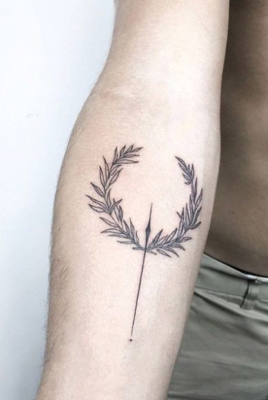 laurel wreath tattoo on arm