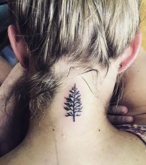 tree tattoo on back of neck