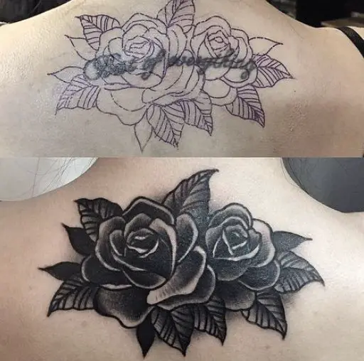 Black rose tattoo cover-up