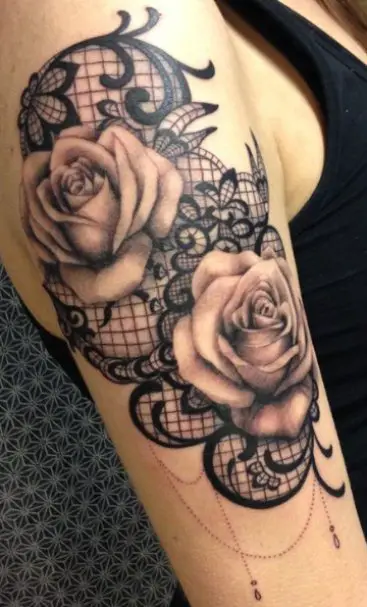 Contemporary shoulder rose tattoos