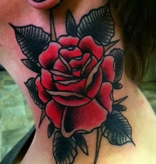 Red and black rose tattoo