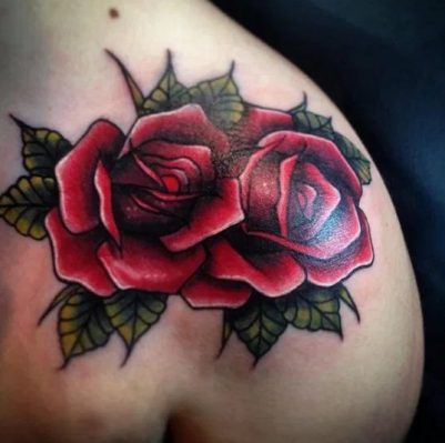 Shoulder rose tattoo for women