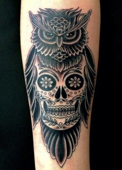 Sugar skull owl tattoos